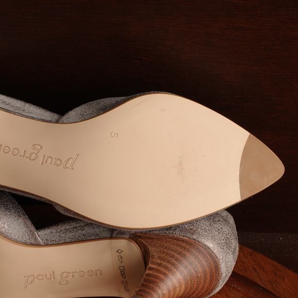 Paul Green Heels WMS SZ UK 5 US 7.5 Gray Julia Brushed Shimmer Suede Kitten Shoe - Picture 12 of 13